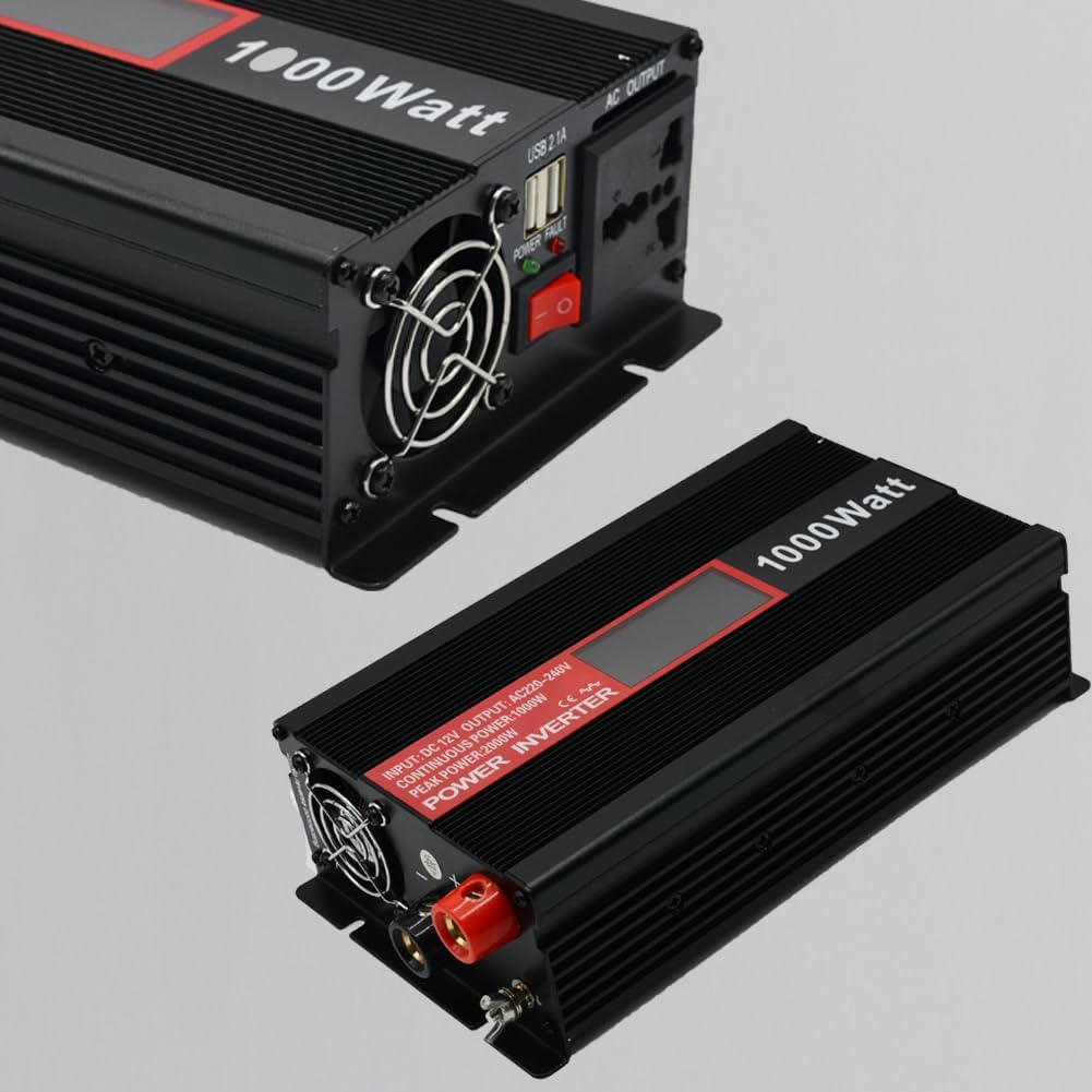SolaMr 800W Omvormer DC 12V naar AC 220V/240V met LCD-display en USB-oplaadpoorten Hoogfrequent omvormer voor op het voertuig gemonteerde systemen en kamperen in de wildernis, thuissystemen - 800W