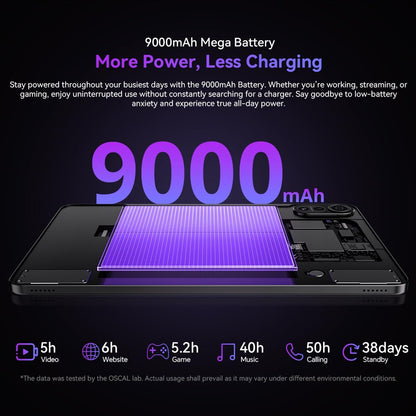 OSCAL PAD 100 Tablet, 12″ 2K IPS Display, 24 GB RAM + 256 GB (tot 2 TB), 16 MP + 8 MP Camera’s, 9000 mAh Batterij + 18 W Snel Opladen, LTE/Wi-Fi/GPS/Dual SIM, 2 jaar garantie, Hemelsblauw