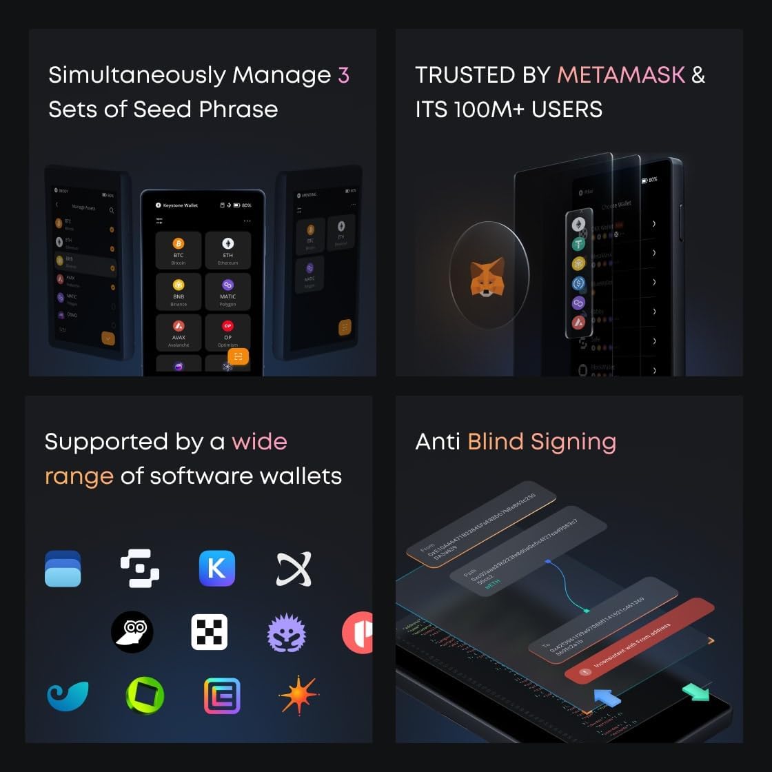 Keystone - Cryptocurrency Hardware Wallet 100% air-gapped, 4 inch touchscreen, bewaar uw crypto veilig (Keystone 3 Pro)