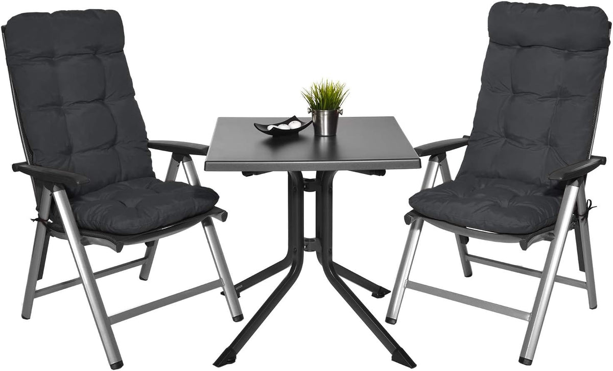 Beautissu Tuinkussen Set van 4 120x50x8cm Flair HL Zitkussen Hoge Rug Kussen Tuin Meubelen Kussen voor Tuinstoelen Rugkussen Grafietgrijs