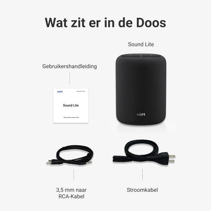 WiiM Sound Lite Smart Speaker, Hi-Res 24-bit/192 kHz, AI RoomFit™ Kamercorrectie, 100W Piekvermogen, Wi-Fi 6E/Bluetooth 5.3, Multiroom & Stereo Pairing, Zwart