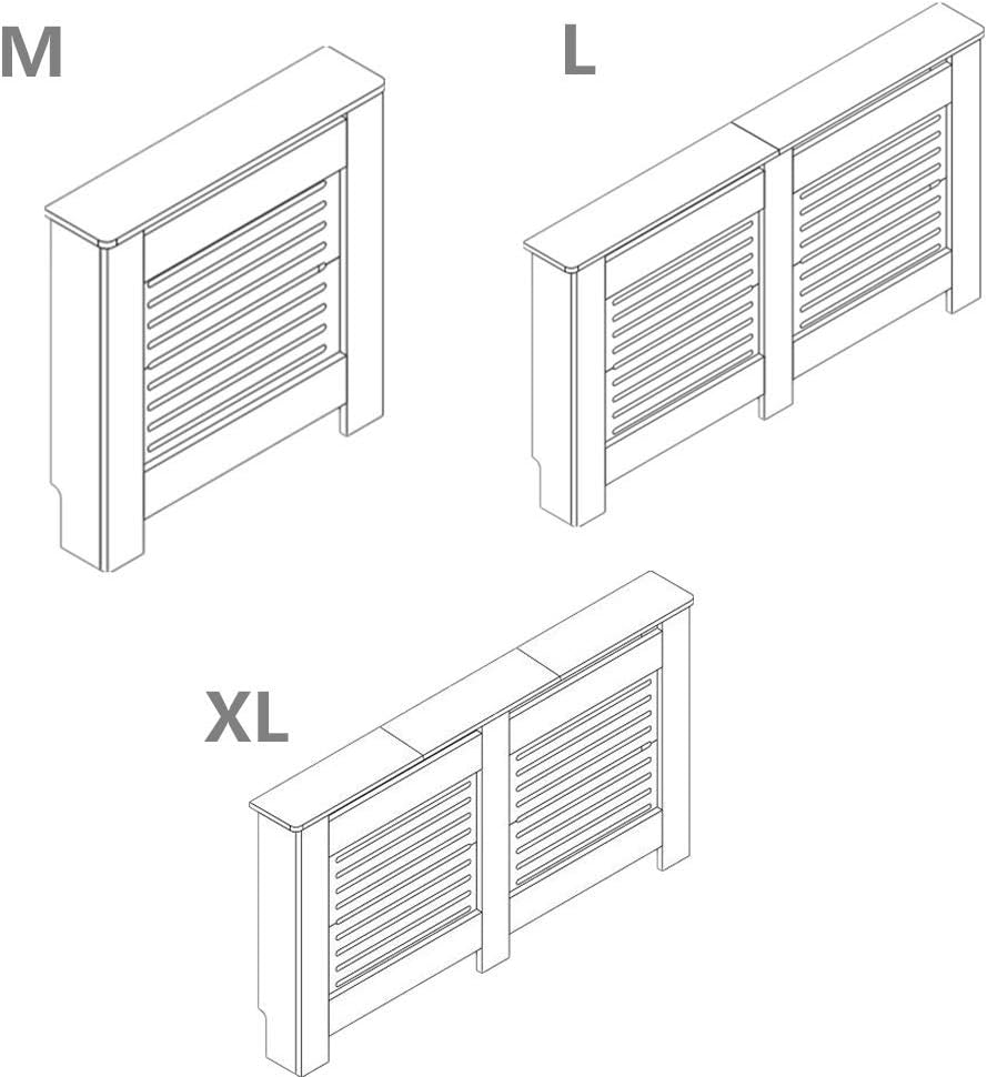 Mondeer Radiator Cover, Kabinet MDF Horizontale Moderne Witte Decoratieve voor Woonkamer Slaapkamer XL (172cm)