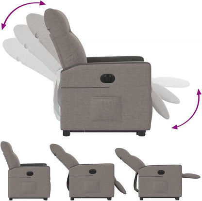 Relaxstoel – Fauteuil – Lectuurstoel – Elektrische Stoel – TV Stoel – Elektrische Opstahulp – Bekleding Stof Taupe