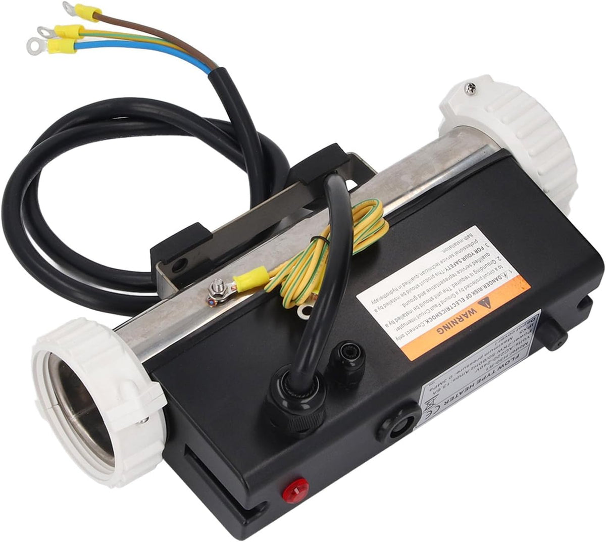 Hardwired Zwembadverwarming – Spa Verwarming – Badkuip Verwarming – Elektrische Verwarmingsunit – Thermostatische Waterverwarmer – 1 kW / 2 kW – Roestvrij Staal – Droogkookbeveiliging Bij 50 °C