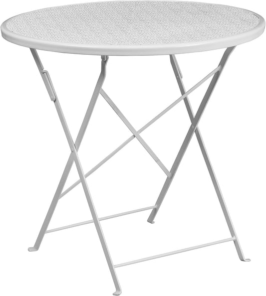 Flash meubel 76,2 cm rond Indoor Outdoor Staal Folding Patio Tafel modern 30'W x 30'D x 28'H wit