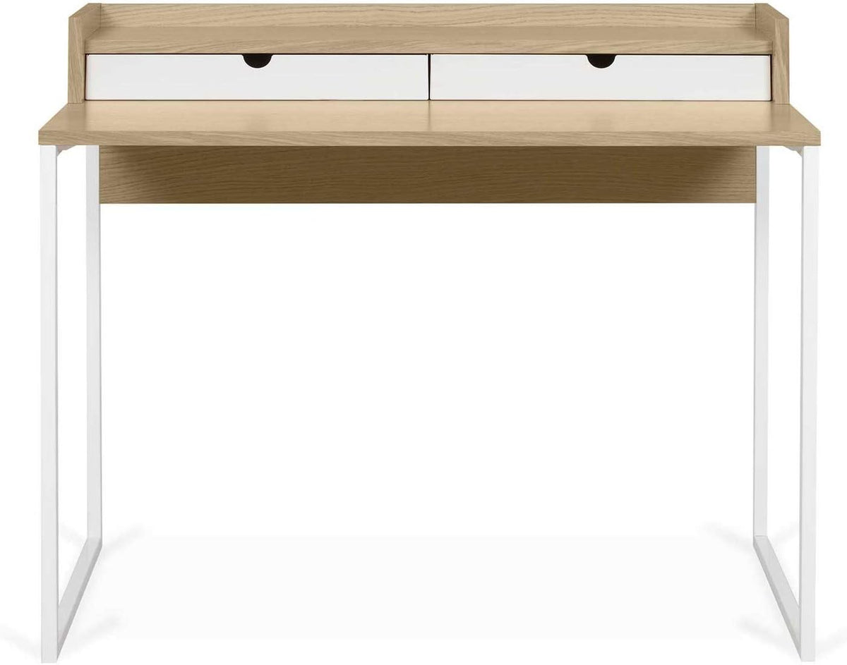 TemaHome Rise bureau, eikenfineer, witte laden en onderstel, L100xB55xH85 cm