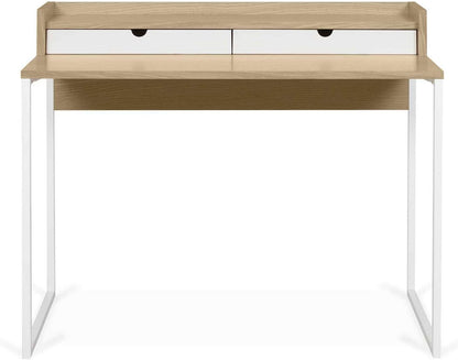 TemaHome Rise bureau, eikenfineer, witte laden en onderstel, L100xB55xH85 cm