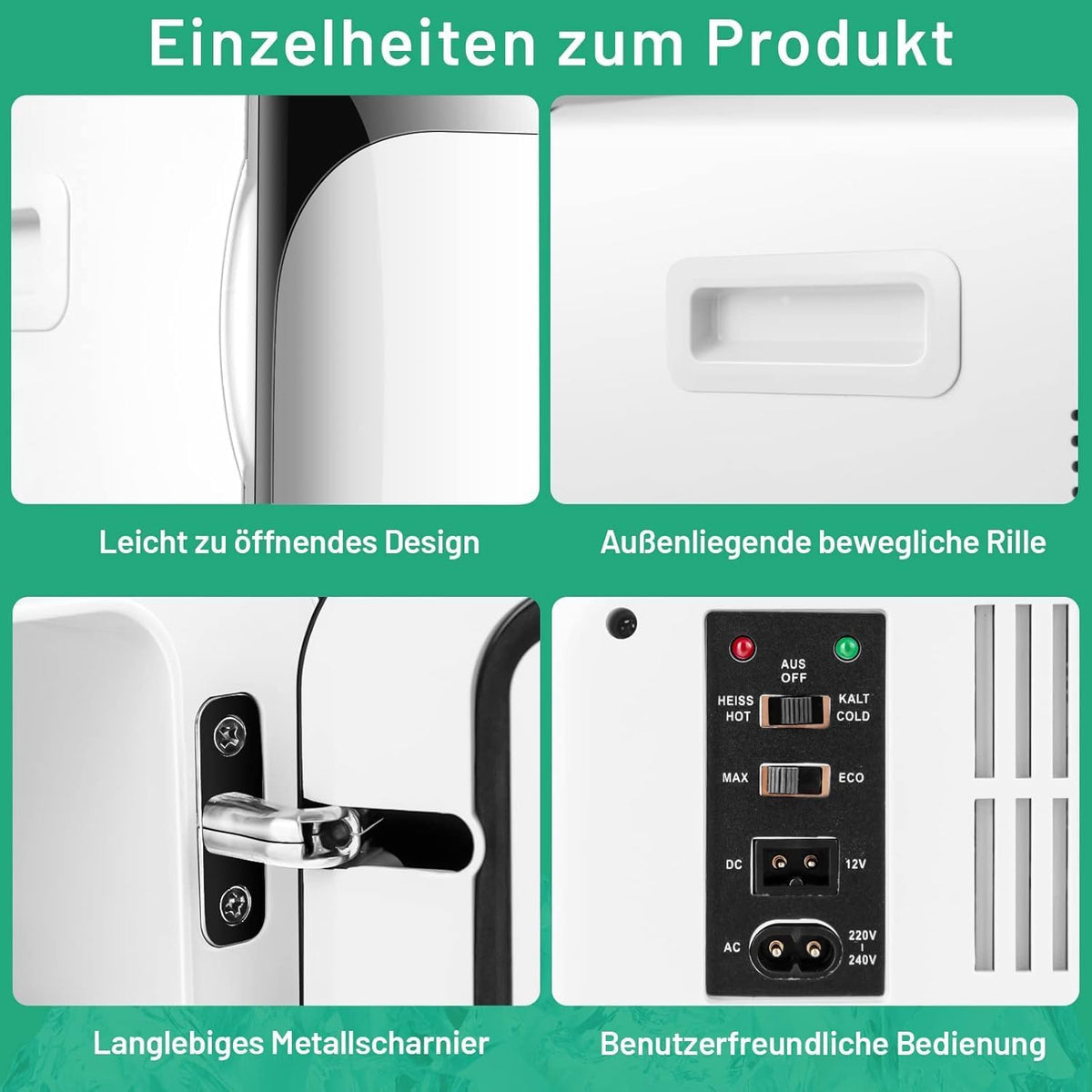 FANTASK 2-in-1 mini-koelkast, 15 liter, kleine koelkast met koel- en verwarmingsfunctie