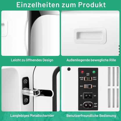 FANTASK 2-in-1 mini-koelkast, 15 liter, kleine koelkast met koel- en verwarmingsfunctie