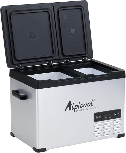 Draagbare Koelkast – Mini Koelbox – Camping Koelkast – Auto Vriezer – Mobiele Fridge – 32 Liter Inhoud – Dubbele Temperatuurzones -20°C tot 20°C