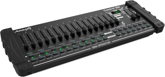 Audibax Control 384 - DMX-controller met 384 kanalen - besturing van 24 apparaten met 16 DMX-kanalen - activering van scènes per geluid, handmatig of automatisch - programmering van chases en