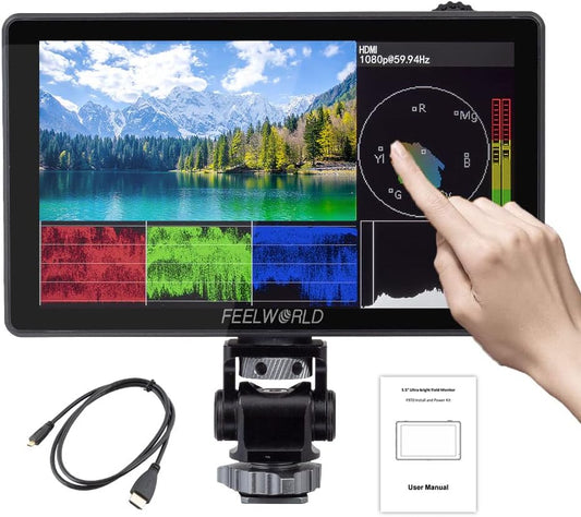 FEELWORLD LUT5 DSLR Camera DSLR Monitor 5.5" 3000nitUltra High Brightness 3DLUT HDR Touch Screen Monitor 1920 * 1080 4K HDMI - QUORE