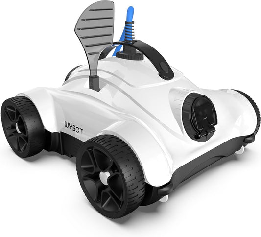 WYBOT Grampus 400 Zwembadstofzuiger, met 10 meter kabel, zelfreinigend, dubbele motor, instelbare timer (1, 2 of 3 uur), filter 180 μm, ideaal voor bovengrondse zwembaden (wit)