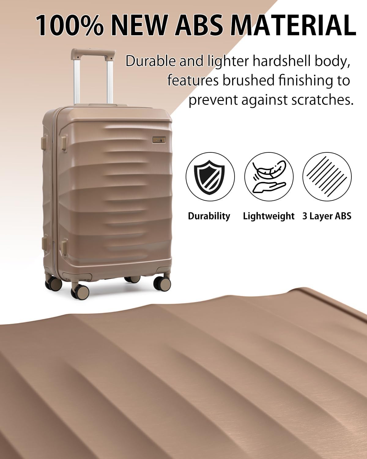 Sea choice 3-delige kofferset 20/24/28" ABS Harde Schaal Handbagage met TSA Slot YKK Rits 8 Spinner Wielen