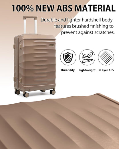 Sea choice 3-delige kofferset 20/24/28" ABS Harde Schaal Handbagage met TSA Slot YKK Rits 8 Spinner Wielen