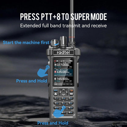 Radtel RT-950 PRO Ham Radio 27Mhz TX GPS/APRS, 10W Walkie Talkie Handheld Tweewegradio met groot bereik (inclusief programmeerkabel en microfoon)