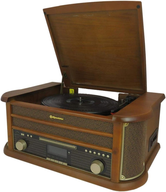Roadstar HIF-1993 D+BT Draaitafel (retro compact systeem met cd-speler, DAB+, Bluetooth, cassettedeck, USB en directe encoding-functie)