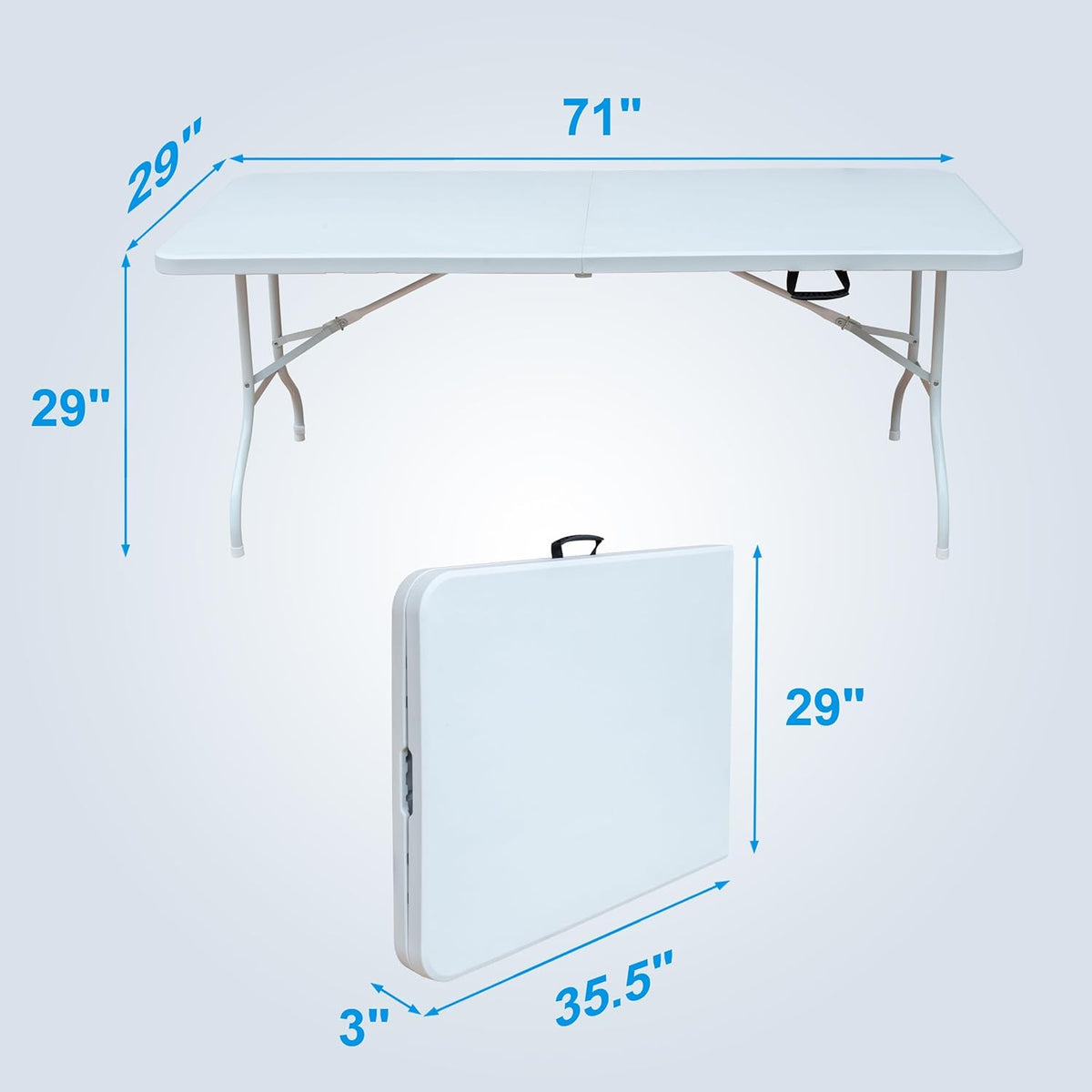 1,8 m Plastic Klaptafel Draagbare Heavy Duty Witte Eettafel Opvouwbaar In Half voor Camp Party Tuin Diner Keuken Werk Indoor Outdoor Top Tafel (1,8 m)