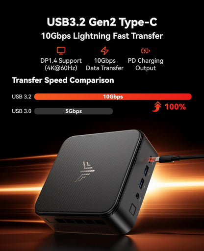 NiPoGi E3B Mini-pc, AMD Ryzen 7 7730U (tot 4,5 GHz), 32 GB DDR4, 1 TB SSD met Radeon Graphics Micro Desktop Computer voor kantoor, thuisbioscoop, vergadering, business, reis, WiFi 6, BT 5.2, USB 3.2