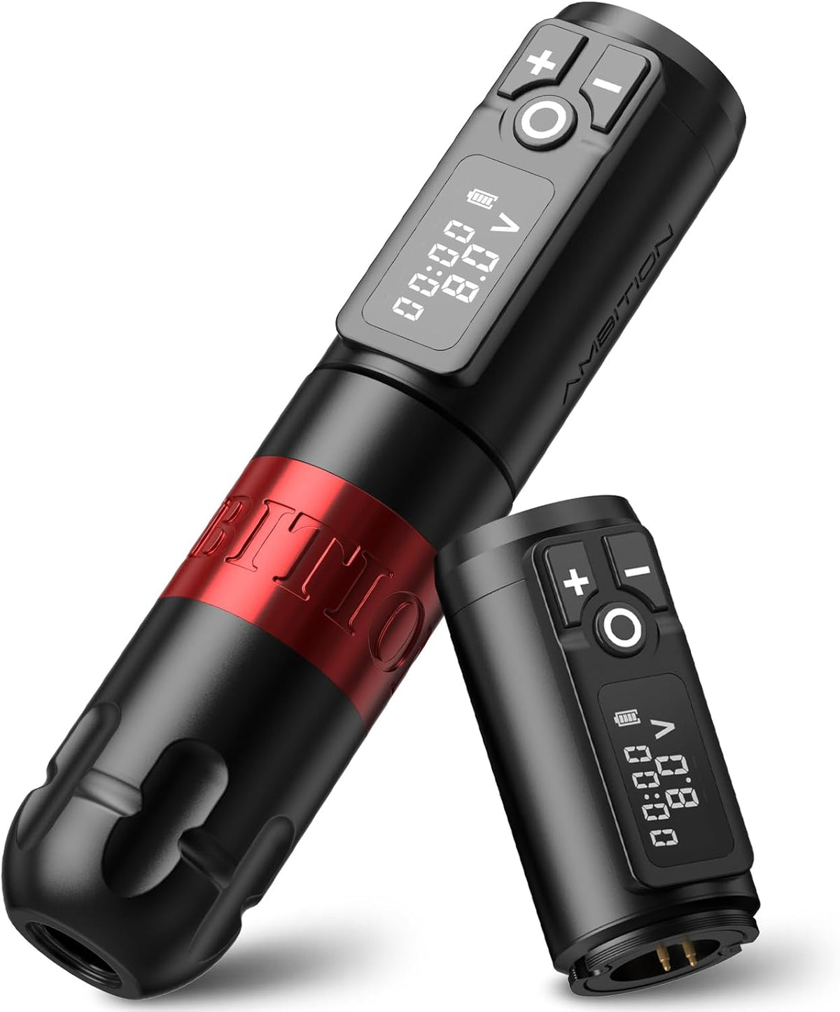Ambition Soldier Rotating Battery Pen Tattoo Cartridge Machine with 2400mAh Wireless Power Coreless Motor Digital LED Display for Professionals and Beginners Tattoo Artists