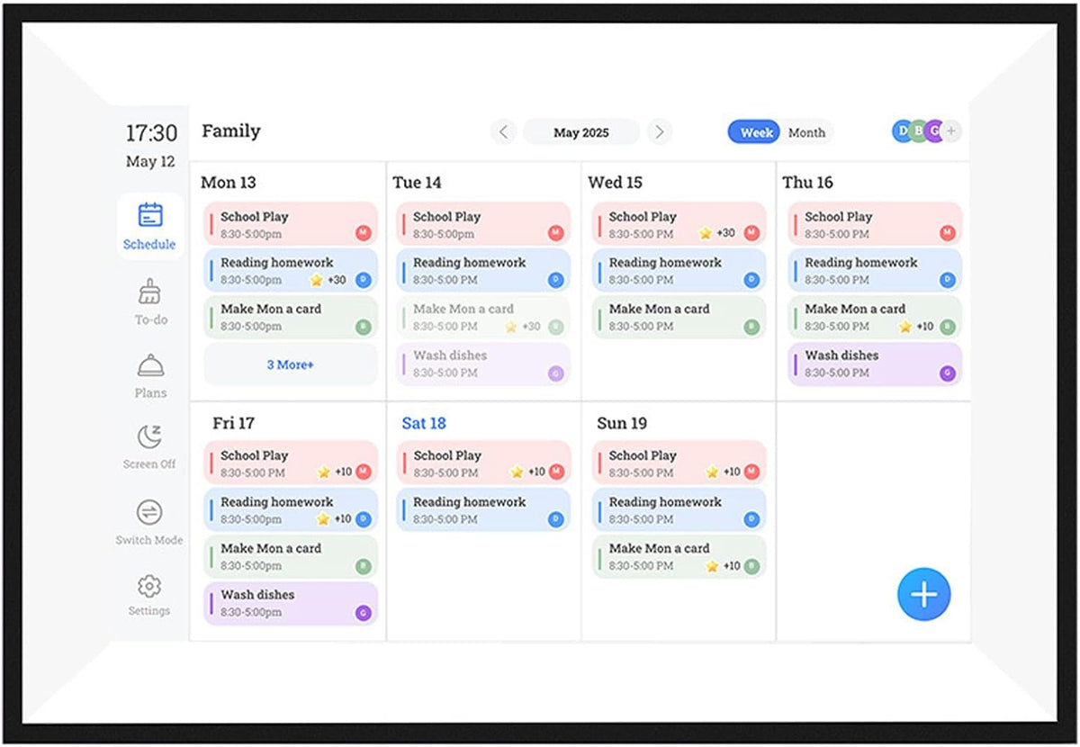 Focket 10,1 inch digitale wandplanner met kalender en takenlijst, interactief display met smart touchscreen, elektronische kalender voor gezinsagenda's, digitale fotolijst