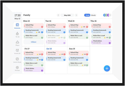Focket 10,1 inch digitale wandplanner met kalender en takenlijst, interactief display met smart touchscreen, elektronische kalender voor gezinsagenda's, digitale fotolijst