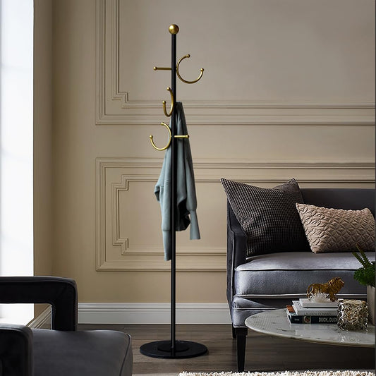 BUZUYE kapstok, metalen kapstokken met marmeren basis, kapstok standaard voor kleine ruimte slaapkamer, entree kapstok voor hangende kleding, hoeden, tassen, jas