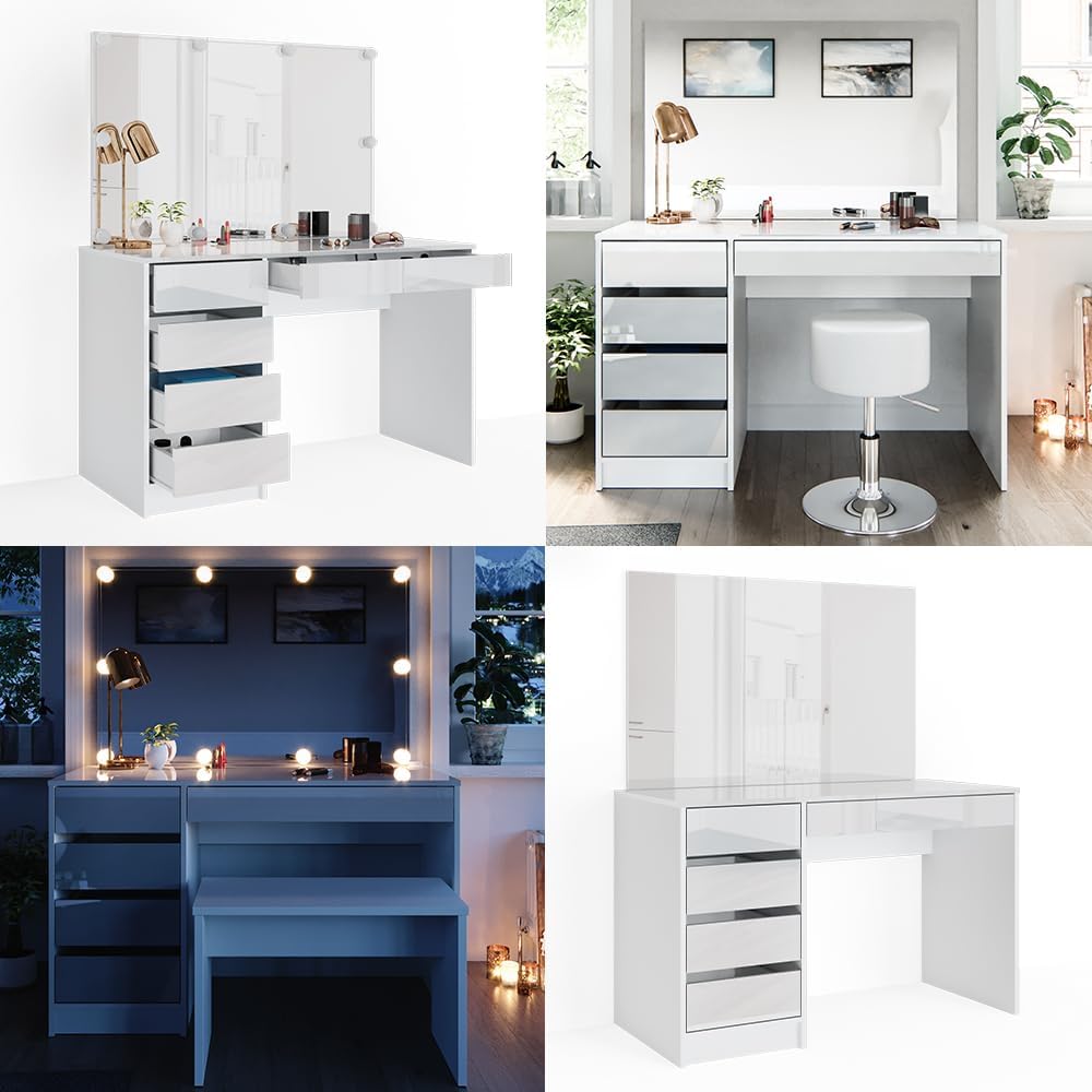 Vicco Dressing table "Sherry", White, 120 cm - QUORE