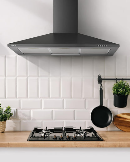 Afzuigkap – Wandafzuigkap, Schouwafzuigkap, Wandkap, Keukenafzuigkap – 90 Cm RVS Wandmodel – A++, 370 M³/U, 3 Standen, Koolstoffilter