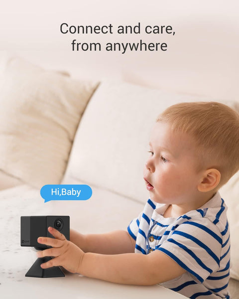 Beveiligingscamera Binnen - WiFi-bewakingscamera - Draadloze IP-camera - met 2000 mAh Batterij - PIR-Persoonsherkenning, IR-Nachtzicht - 2-weg Audio - Ondersteunt SD-kaart tot 512 GB - Zwart