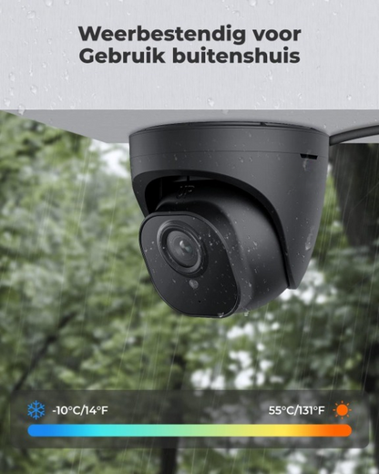 Beveiligingscamera - WiFi-beveiligingscamera - Camerabewaking - voor Buiten - 5MP - Smart PoE Camera - met Persoon - Voertuig Detectie - Dome CCTV - IP66 Weerbestendig - Time-Lapse - Videotoezicht Camera - Audio Opnamen - Zwart
