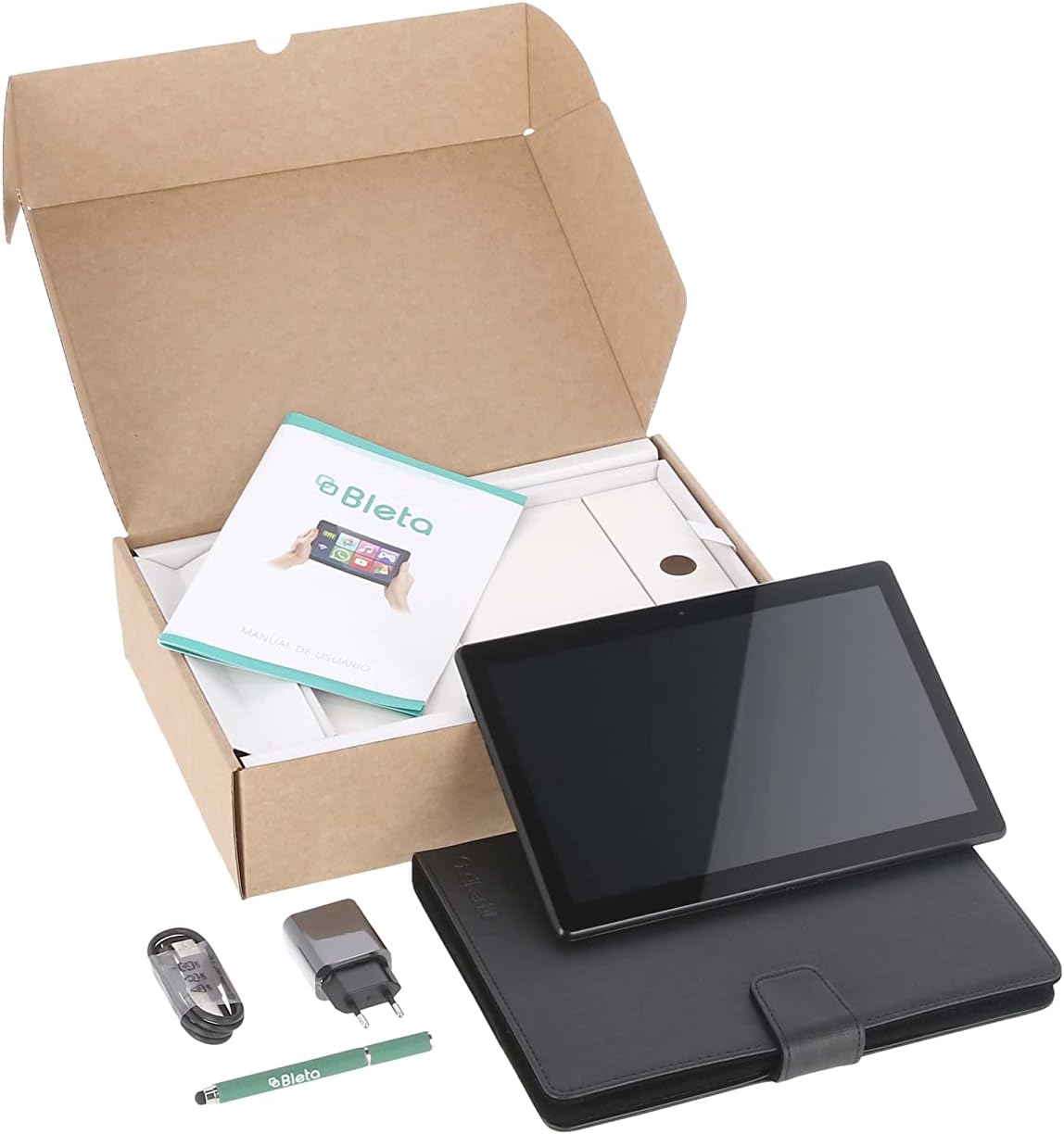 Bleta Tablet voor ouderen, eenvoudig te bedienen, groot display 10,1 inch, WhatsApp, oproepen en videogesprekken, 4 GB RAM, 64 GB, USB-C, SIM-kaartsleuf