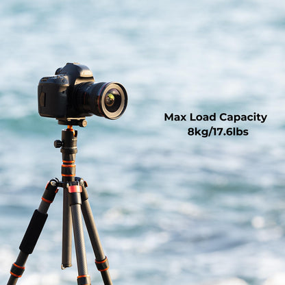 K&F Concept Camera Statief,Lichtgewicht Carbon Reisstatief, Compacte Fotografie Statief met Monopod, 360° Balhoofd en Vrijgaveplaat voor DSLR Camera voor DSLR-camera C225C0+BH-25 (BA225)
