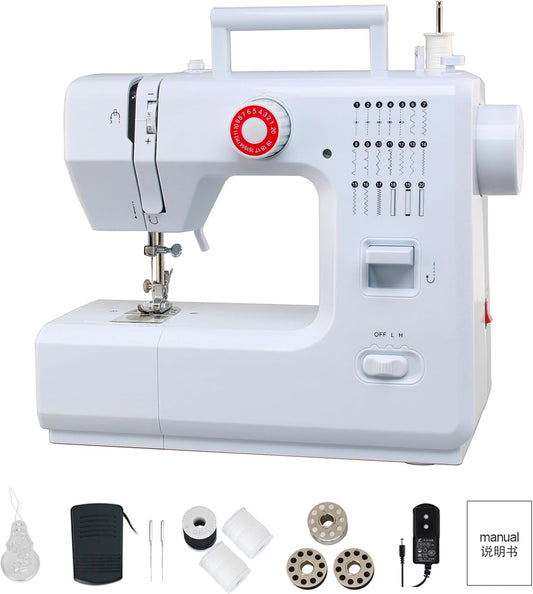 Elektrische naaimachine – Naaimachine – Hobby naaimachine – Compacte naaimachine 31 cm – Draagbare naaimachine – 20 Steektypes – Geschikt voor Jeans tot 12 mm
