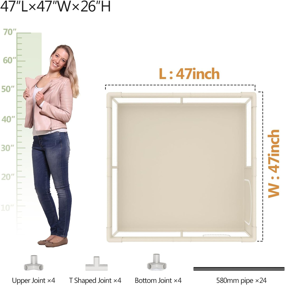 Fodoss Baby Playpen, 120 x 120 cm, Modular and Foldable, Beige with Children's Design, This Large Playpen is Perfect for Home, Beige - QUORE