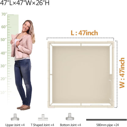 Fodoss Baby Playpen, 120 x 120 cm, Modular and Foldable, Beige with Children's Design, This Large Playpen is Perfect for Home, Beige - QUORE