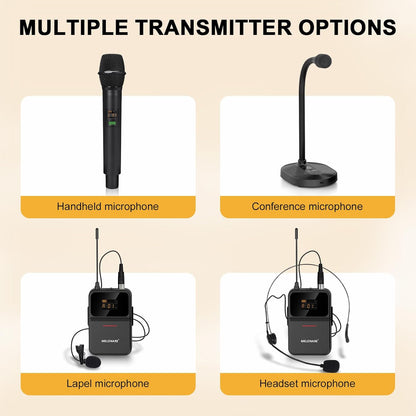 4-Kanaals UHF-Draadloos Microfoonsysteem – Draadloze Microfoonset, Headsetmicrofoon, Dasspeldmicrofoon, Bodypack-Zenders – 24-Bit/48 kHz Geluidskwaliteit – Stabiele UHF-Verbinding Tot 200 Meter