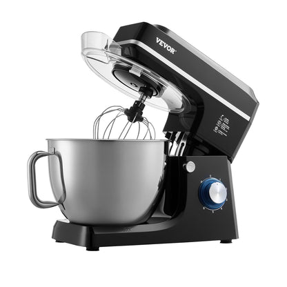 VEVOR Keukenmachine, deegmixer, 1400 W, 7,84 l, keukenmachine met kantelbare kop, roestvrijstalen kom, deeghaak, garde, schraper, huishoudelijke keukenmachine voor bakken en mixen, zwart
