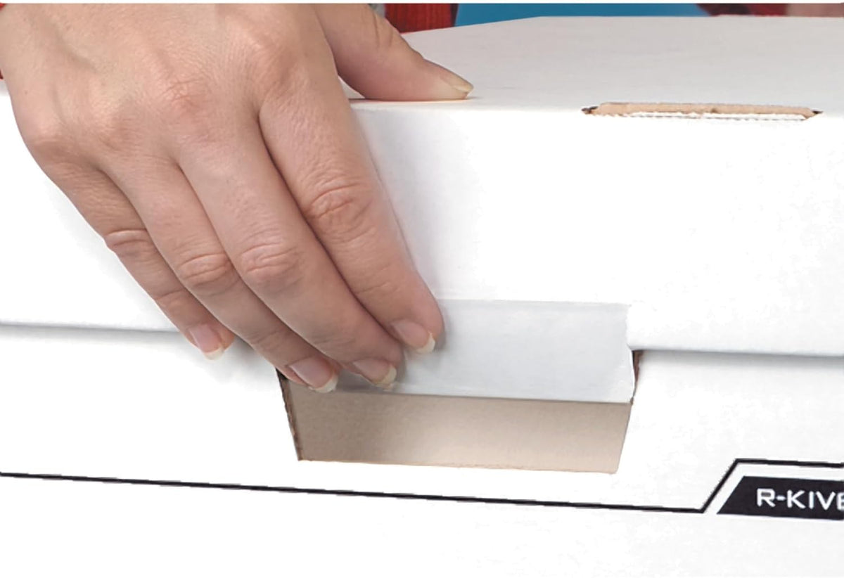 Bankers Box R-KIVE DIVIDERBOX Heavy-Duty opbergdozen met verdelers, FastFold, Lift-Off Deksel, Letter/Legal, koffer van 12 (0083601)