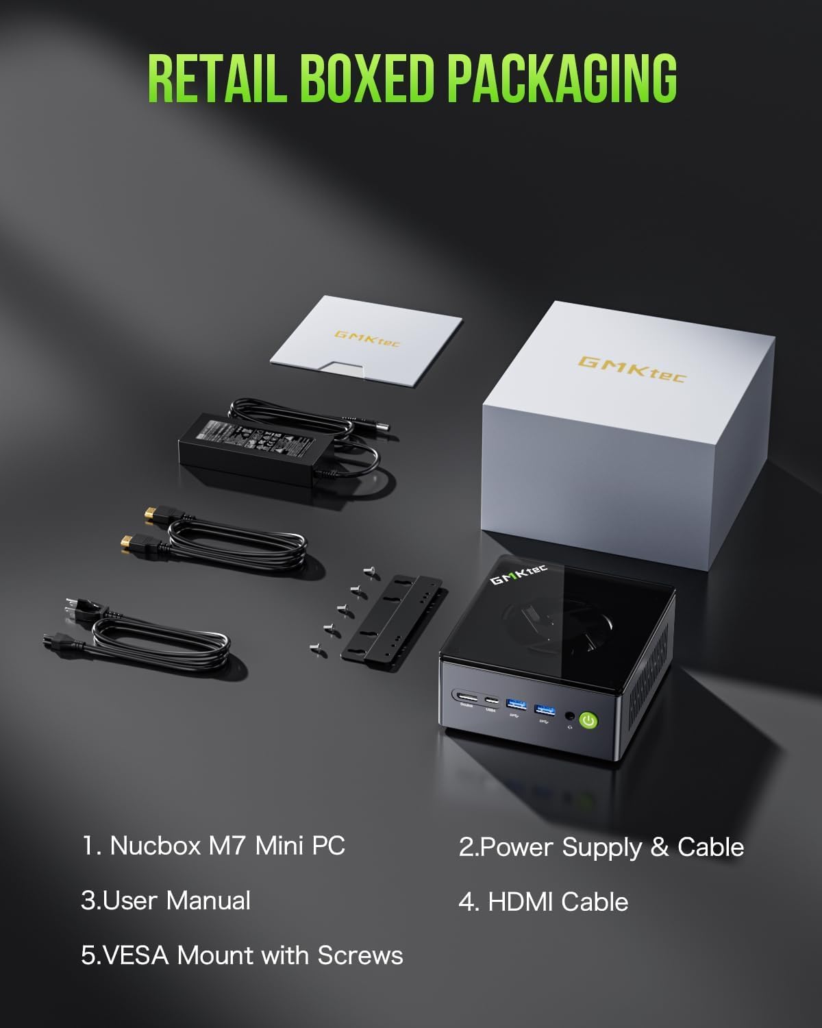 Mini Gaming PC GMKtec M7, Ryzen 7 Pro 6850H (8 cores/16 threads, tot 4,70 GHz) desktop-pc met dual LAN 2,5G quad-display, 32 GB DDR5 RAM, 512 GB PCIe SSD, Dual USB4, HDMI 2.1