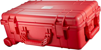 Mantona Outdoor beschermende trolley rood - waterdicht, schokbestendig, stofdicht en stapelbaar voor waardevolle wollen apparatuur, incl. op maat te snijden schuimrubberen inzetstukken, trolleygreep