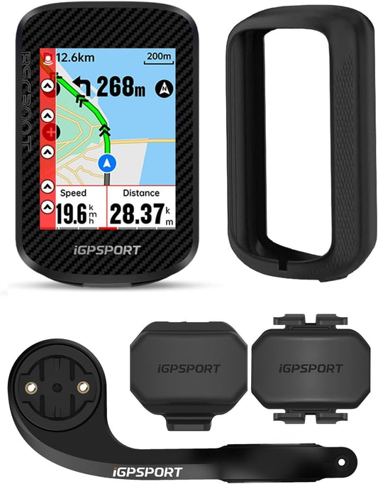 iGPSPORT BSC300T Fietscomputer GPS, 2,4 inch touchscreen, fiets navigatie, compatibel met e-bike en Insta360, offline kaarten navigatie, fietscomputer, draadloos met IPX7 waterdicht (BSC300T set)