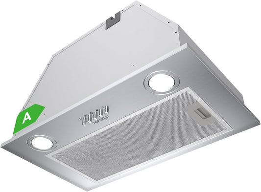 Hermitlux Afzuigkap, 52 cm, inbouw, keukenafzuigkap, luchtstroom 750 m³/h, 68 dB, LED-verlichting, koolstoffilter, roestvrij staal