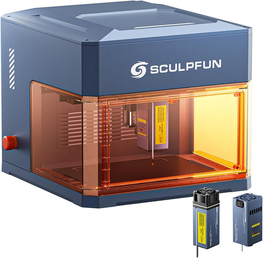 SCULPFUN iCube Ultra Dual-Laser Lasergraveerder,12W Diodelaser + 1,2W Infraroodlaser, Graveermachine met Rookfilter, Draagbare, Zeer Precisie Lasersnijder voor Hout Metaal