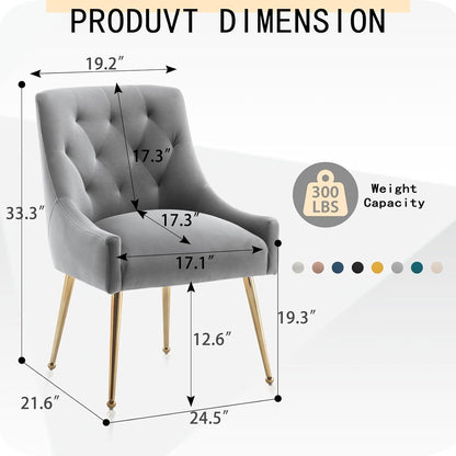 Eetkamerstoelen (set van 2), moderne eetkamerstoelen met gouden poten, cosmetica-stoelen, woonkamerstoelen voor bureau, slaapkamer en keuken