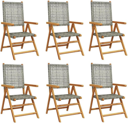 Tidyard Garden Chair Adjustable 6 Pieces Rattan Chairs Garden Furniture Chair Garden Chair Dining Chairs Rattan Chair Set Patio Chair Balcony Chair Garden Chairs Camping Chair Grey Poly Rattan Solid - QUORE