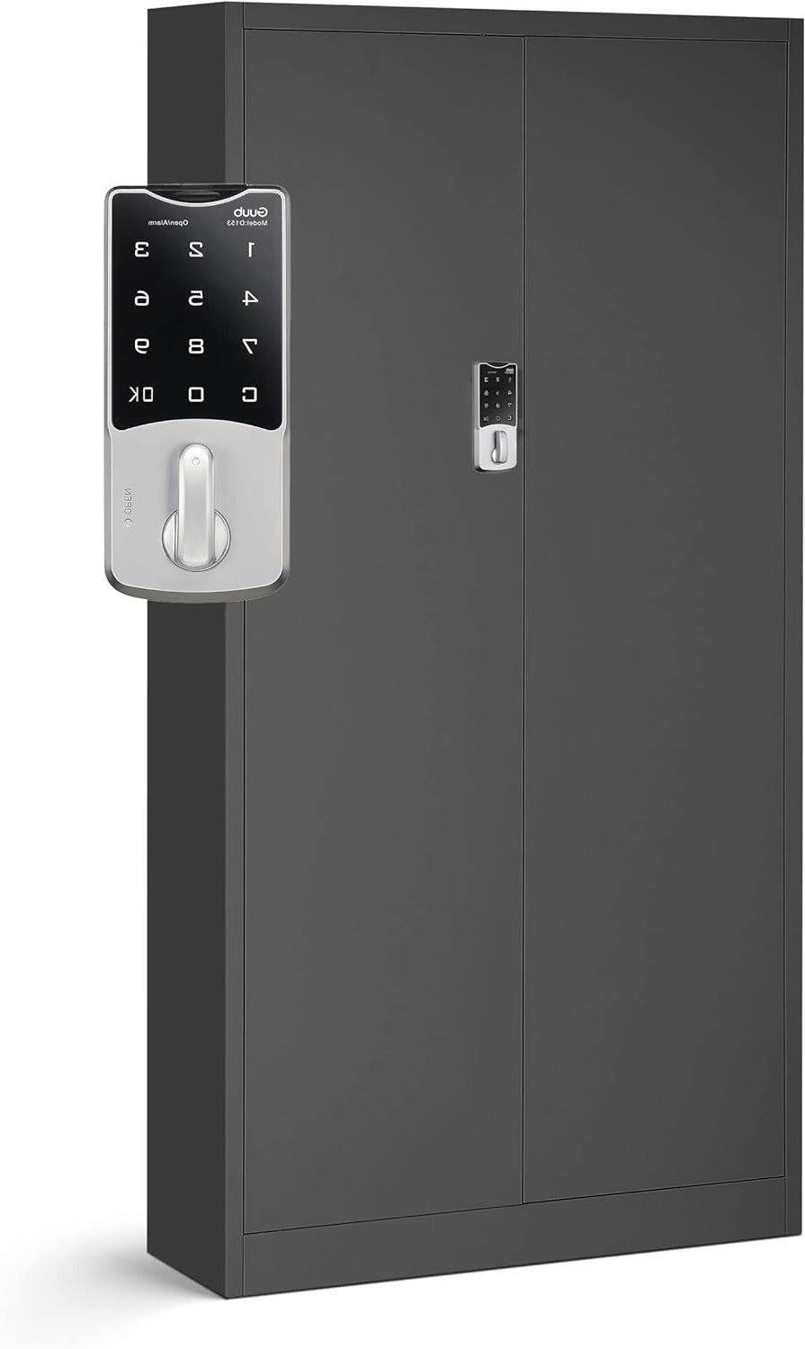 File cabinet with combination lock C003 metal case steel case powder coated 185 cm x 90 cm x 40 cm (anthracite) - QUORE