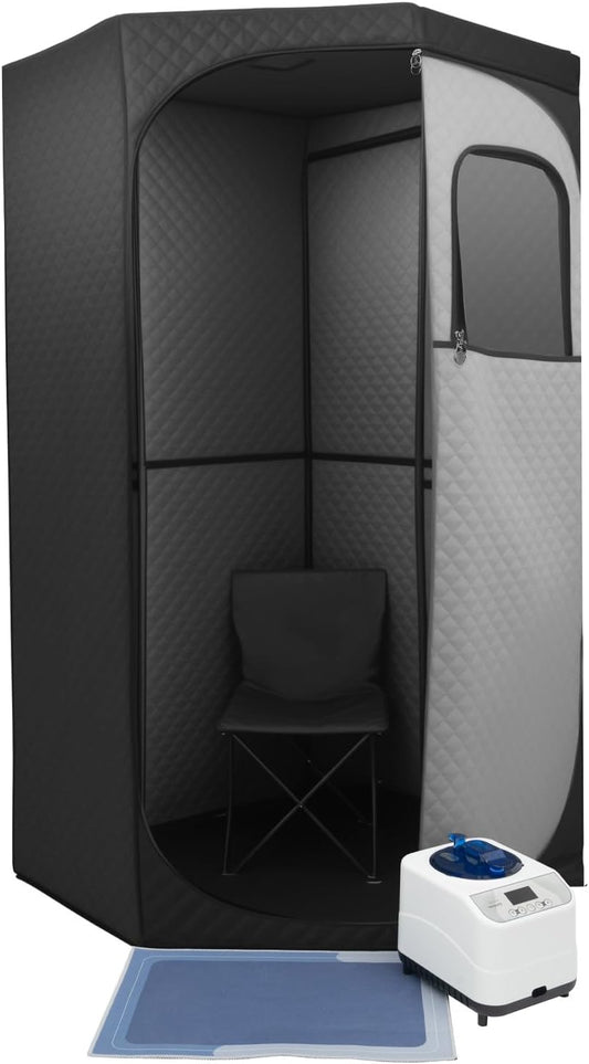 Draagbare Stoomsauna – Mobiele Sauna – Thuissauna – Stoomtent – Wellness Tentje – 1350W Stoomgenerator – 9 Temperatuurniveaus Met Timer - QUORE