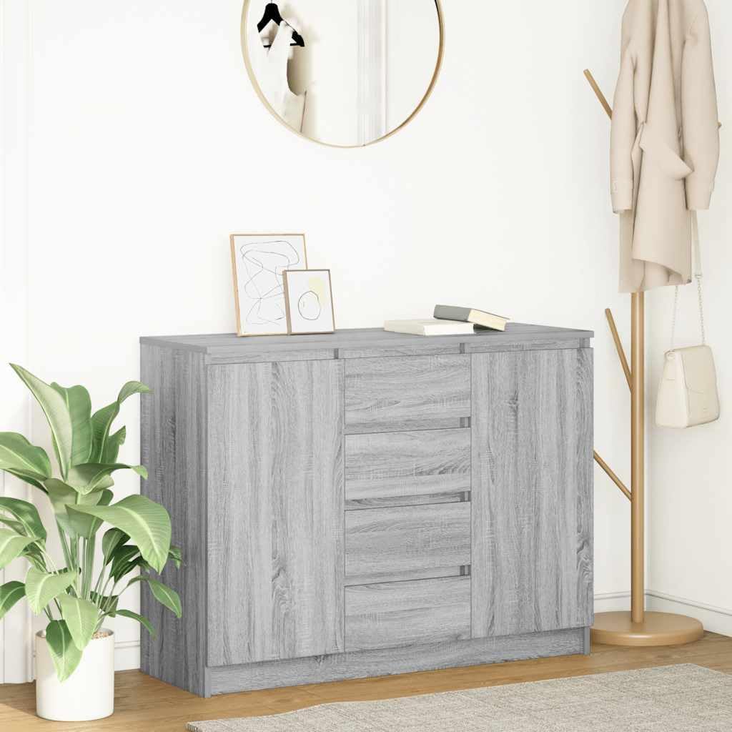Sideboard – Dressoir – Opbergkast – Halmeubel – Buffetkast – Grijs Sonoma – Stevig Bewerkt Hout – Ruime Opbergruimte Met Laden En Deuren