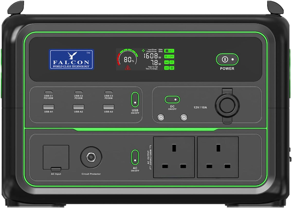 Draagbare Power Station – Mobiele Batterij – Externe Accu – Noodstroomvoorziening – Camping Accu – 1120Wh LiFePO4 Batterij – 2x 1200W AC Uitgangen met Snelladen